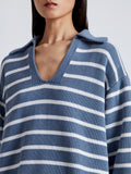 Detail image of Stripe Murphy Sweater in Cotton Cashmere in CHALK/SLATE