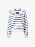 Flat image of model wearing Stripe Murphy Sweater in Cotton Cashmere in CHALK/SLATE