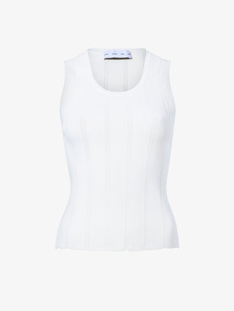 Still Life image of Perry Knit Top in Compact Pointelle Rib in OFF WHITE