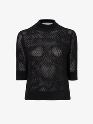 Still Life image of Nicola Sweater in Zig Zag Pointelle in BLACK