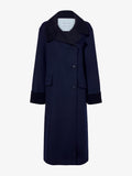 Proenza Schouler Still Life image of Constance Coat in Pinstripe Wool Cashmere in NAVY MELANGE