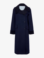 Proenza Schouler Still Life image of Constance Coat in Pinstripe Wool Cashmere in NAVY MELANGE