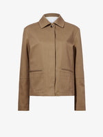 Proenza Schouler Still Life image of Sawyer Jacket in Gabardine in DARK BIRCH