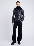 Proenza Schouler Front full length image of model wearing Vaughn Jacket in Lightweight Leather in BLACK