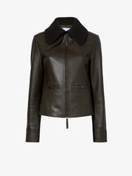 Proenza Schouler Still Life image of Vaughn Jacket in Lightweight Leather in DARK FERN