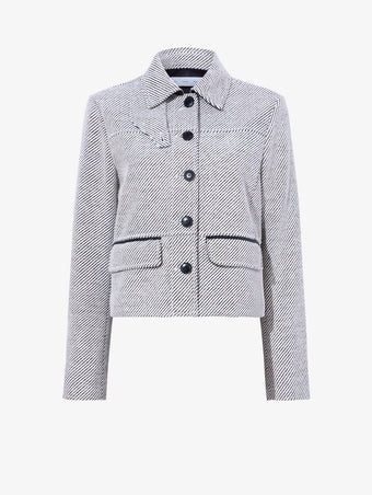 Proenza Schouler Still Life image of Rosie Jacket in Soft Twill Coating in WHITE/GREY