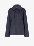 Proenza Schouler Still Life image of Poppy Jacket in Pinstripe Wool Cashmere in DARK GREY MELANGE