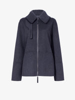 Proenza Schouler Still Life image of Poppy Jacket in Pinstripe Wool Cashmere in DARK GREY MELANGE