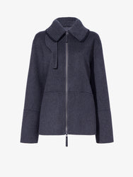 Proenza Schouler Still Life image of Poppy Jacket in Pinstripe Wool Cashmere in DARK GREY MELANGE