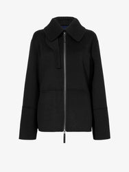 Proenza Schouler flat image of Poppy Jacket in Pinstripe Melton in black/navy