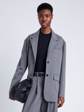 Proenza Schouler Front cropped image of model wearing Lincoln Jacket in Melange Flannel in GREY MELANGE