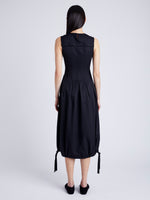 Proenza Schouler Back full length image of model wearing Marley Dress in Tech Cotton in BLACK