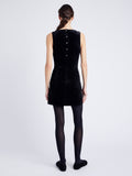 Proenza Schouler Back full length image of model wearing Knox Dress in Chenille Suiting in BLACK