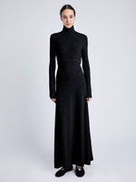 Proenza Schouler Front image of model wearing Jayne Dress in Brushed Rib in black