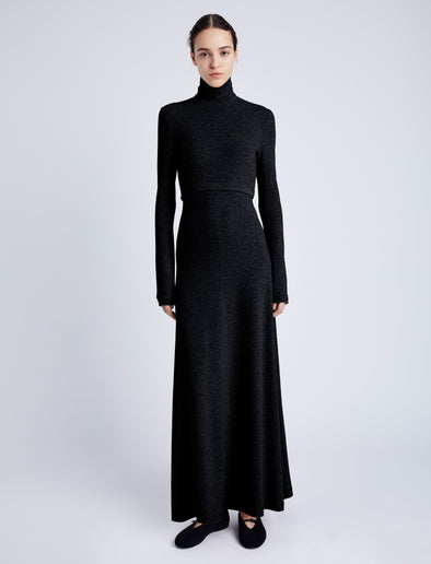 Proenza Schouler Front image of model wearing Jayne Dress in Brushed Rib in black