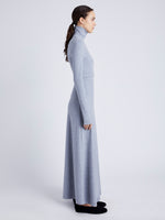 Proenza Schouler Side full length image of model wearing Jayne Dress in Brushed Rib in ICE