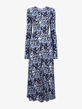 Proenza Schouler Still Life image of Atlas Dress in Printed Jersey in NORDIC MULTI