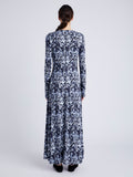 Proenza Schouler Back full length image of model wearing Atlas Dress in Printed Jersey in NORDIC MULTI