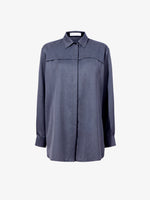 Proenza Schouler Still Life image of Rose Shirt in Fine Wool in DARK GREY MELANGE