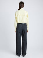 Proenza Schouler Back image of model wearing Rose Shirt in Fine Wool in LIGHT YELLOW