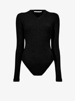 Proenza Schouler flat image of Delaney Bodysuit in Brushed Rib in black