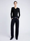 Proenza Schouler front image of model wearing Delaney Bodysuit in Brushed Rib in black