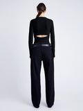 Proenza Schouler back image of model wearing Delaney Bodysuit in Brushed Rib in black