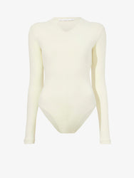 Proenza Schouler Still Life image of Delaney Bodysuit in Brushed Rib in PALE YELLOW