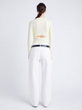 Proenza Schouler Back full length image of model wearing Delaney Bodysuit in Brushed Rib in PALE YELLOW