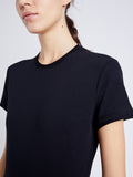 Proenza Schouler Detail image of model wearing Elara T-Shirt in Jersey in BLACK