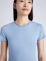 Proenza Schouler Detail image of model wearing Elara T-Shirt in Jersey in NORDIC