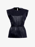 Proenza Schouler Still Life image of Lyra Pleated Top in Lightweight Faux Leather in BLACK