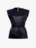 Proenza Schouler Still Life image of Lyra Pleated Top in Lightweight Faux Leather in BLACK