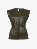 Proenza Schouler Still Life image of Lyra Pleated Top in Lightweight Faux Leather in DARK FERN