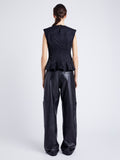 Proenza Schouler Back full length image of model wearing Felix Top in Tech Cotton in BLACK