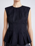 Proenza Schouler Detail image of model wearing Felix Top in Tech Cotton in BLACK