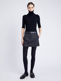 Proenza Schouler Front full length image of model wearing Silas Skirt in Gabardine in SHADOW