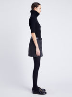 Proenza Schouler Side full length image of model wearing Silas Skirt in Gabardine in SHADOW