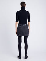 Proenza Schouler Back full length image of model wearing Silas Skirt in Gabardine in SHADOW