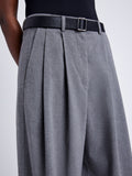 Proenza Schouler Detail image of model wearing Eleanor Pant in Melange Flannel in GREY MELANGE