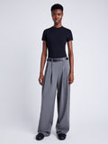 Proenza Schouler Front full length image of model wearing Eleanor Pant in Melange Flannel in GREY MELANGE