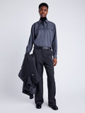 Proenza Schouler Front full length image of model wearing Luz Pant in Gabardine in SHADOW