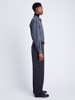 Proenza Schouler Side full length image of model wearing Luz Pant in Gabardine in SHADOW