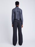 Proenza Schouler Back full length image of model wearing Luz Pant in Gabardine in SHADOW