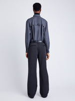 Proenza Schouler Back full length image of model wearing Luz Pant in Gabardine in SHADOW