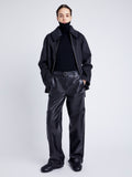 Proenza Schouler Front full length image of model wearing Mason Pant in Lightweight Leather in BLACK