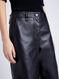 Proenza Schouler Detail image of model wearing Mason Pant in Lightweight Leather in BLACK