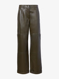 Proenza Schouler Still Life image of Mason Pant in Lightweight Leather in DARK FERN