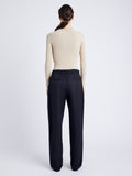 Proenza Schouler Back full length image of model wearing Preston Drawstring Pant in Tech Cotton in BLACK