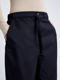 Proenza Schouler Detail image of model wearing Preston Drawstring Pant in Tech Cotton in BLACK